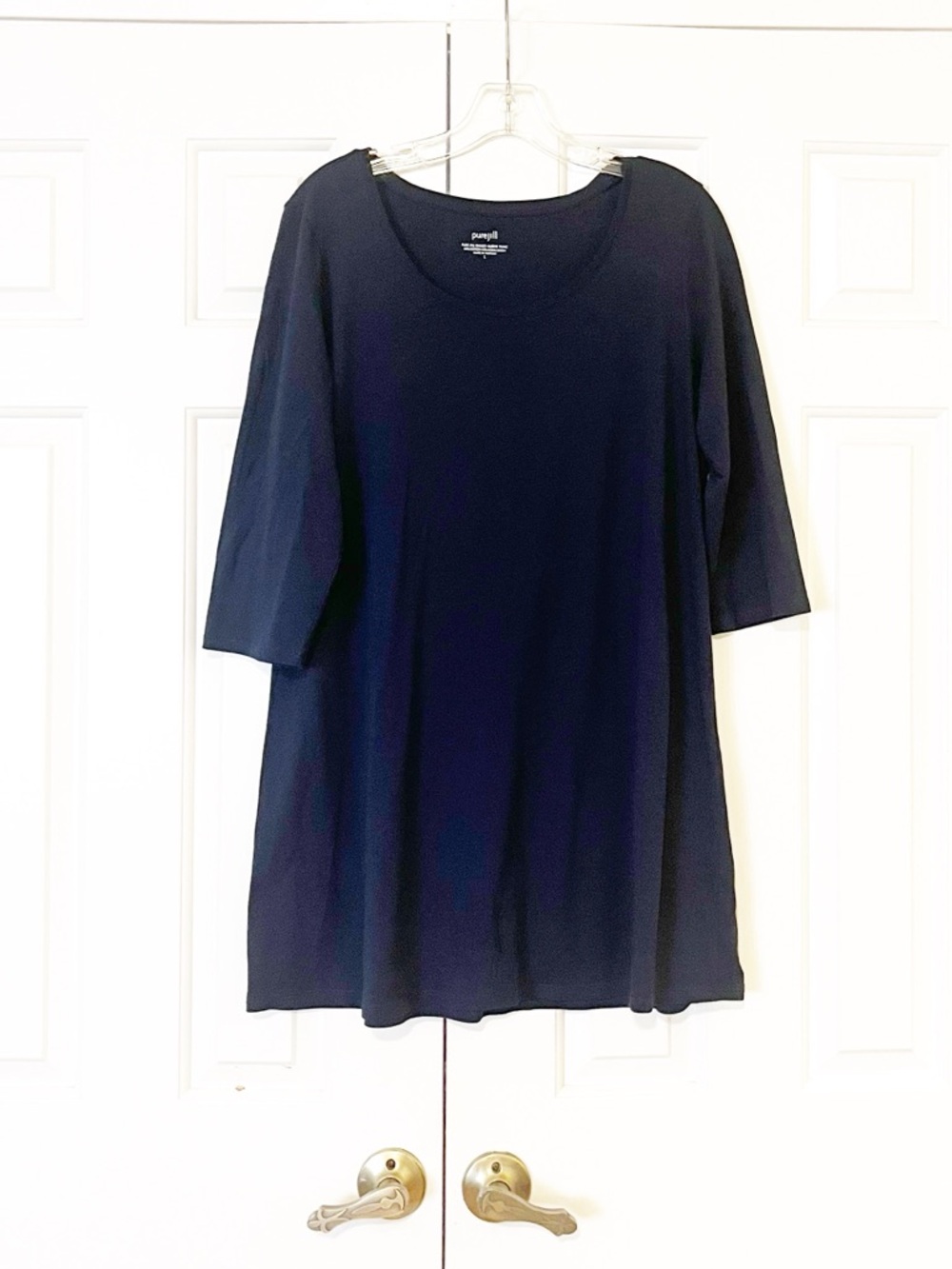 J. Jill Pure Jill ballet-sleeve tunic w/ 3/4 sleeves in Navy Blue. Size Large - Picture 11 of 13